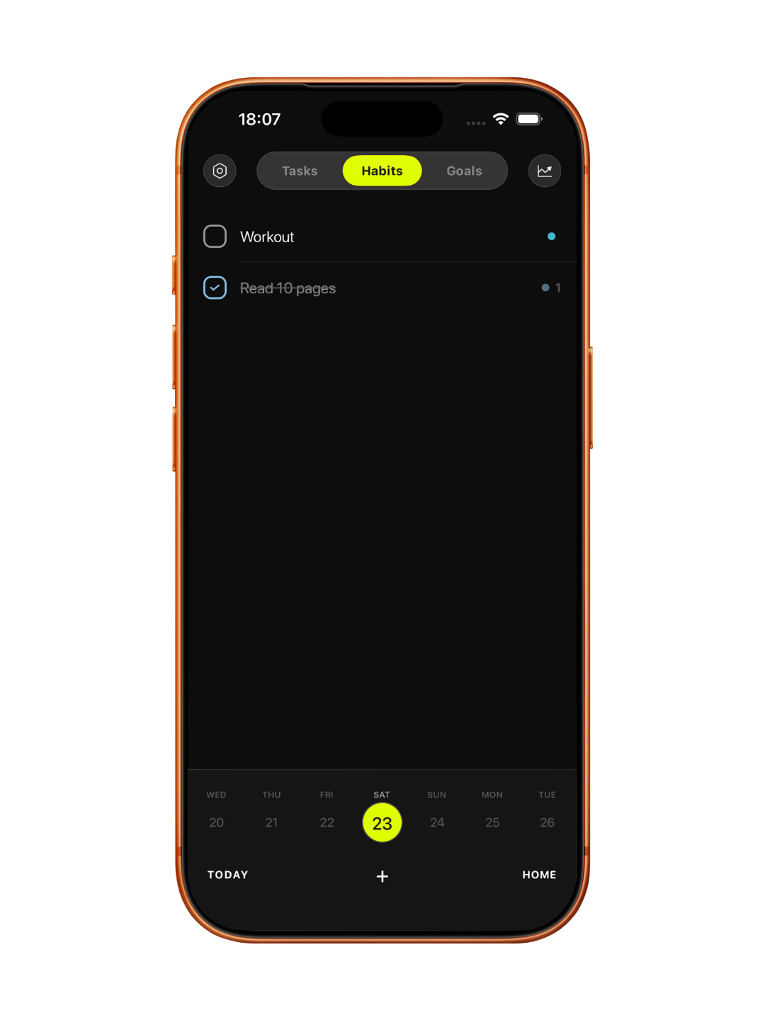jusDO habit tracking screen showing recurring habits