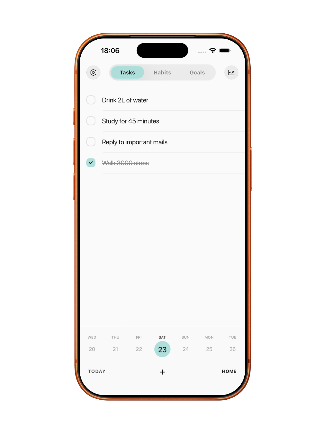 jusDO task planning screen showing a focused daily task list